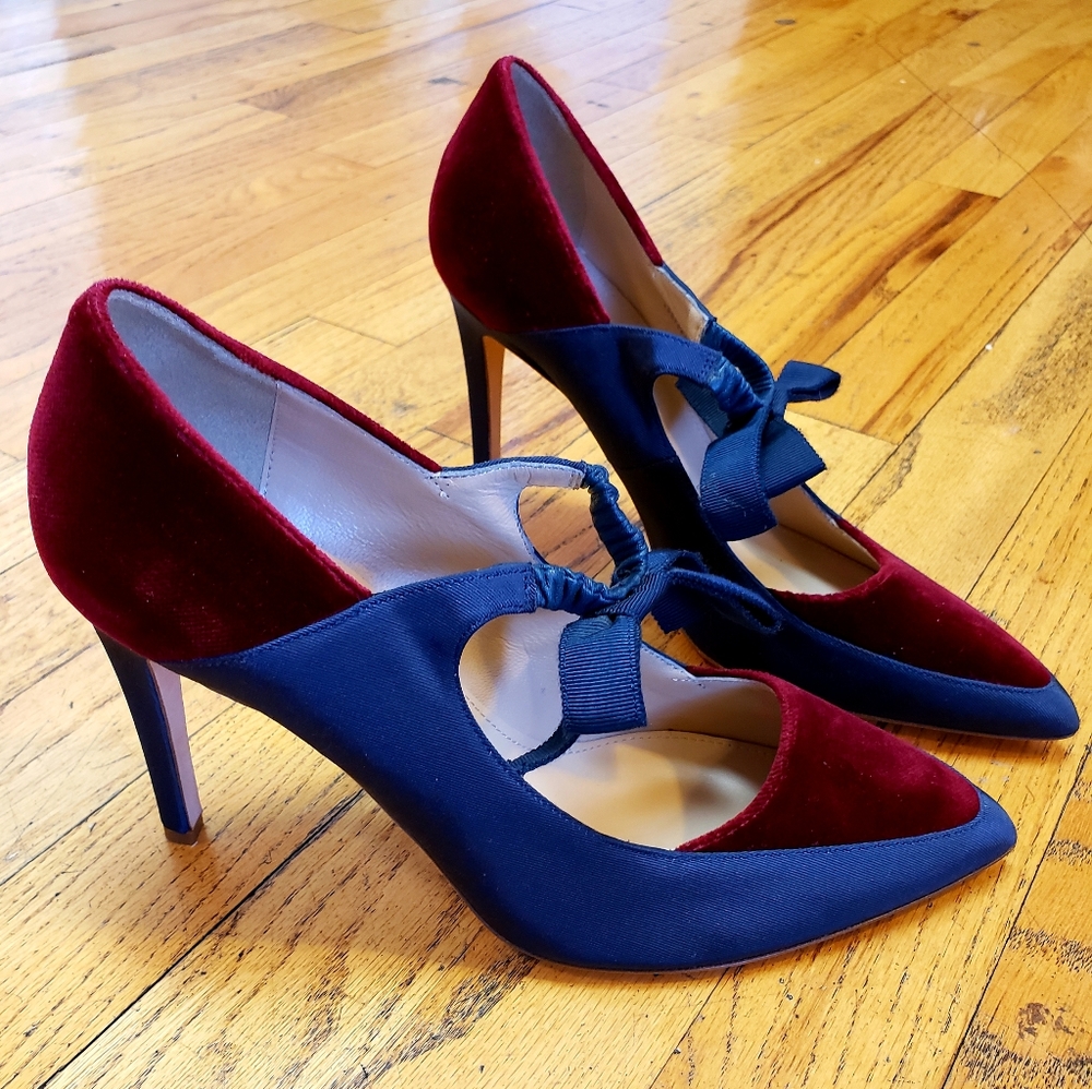 COPY - J.Crew Navy & Burgundy Velvet High Heels